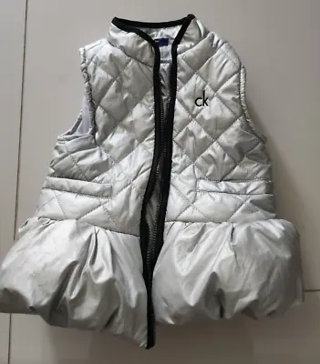 18 Months Girls Calvin Klein Jeans Silver Puffer Gillet • £9.99