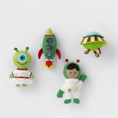 Set Of 4 Space Alien UFO Fabric Christmas Ornaments Target Wondershop Sold Out • $19.99