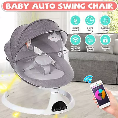 Bluetooth Electric Baby Swing Infant Music Cradle Bouncer Rocker Chair Seat Gift • £69.90