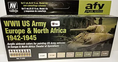 Vallejo Model Air 71625 - WW2 US Army Europe + N Africa  8 Colour Paint Set • £15