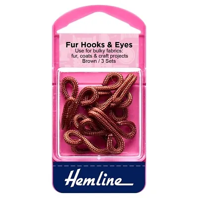 £6.66 • Buy Hemline Fur Hooks And Eyes - Brown - Size 3 - 3 Sets