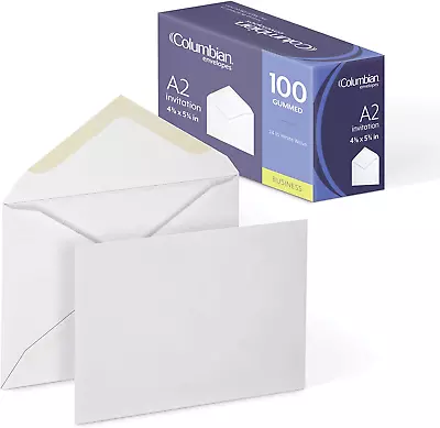 Columbian Invitation Envelopes A2 4-3/8 X 5-3/4 Inches White 100 Per Box (CO • $13.79