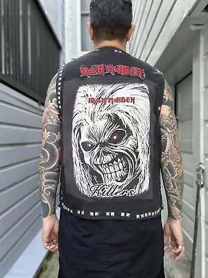 Vintage Iron Maiden Killers Punk Vest Metal Custom Studs USA Made Black Large • $187.98