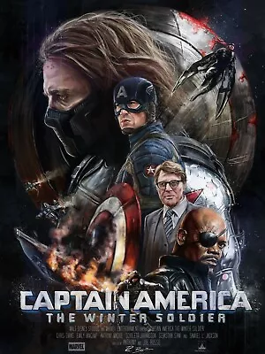 Captain America The Winter- Poster (A0-A4) Film Movie Picture Wall Decor Actor • £19