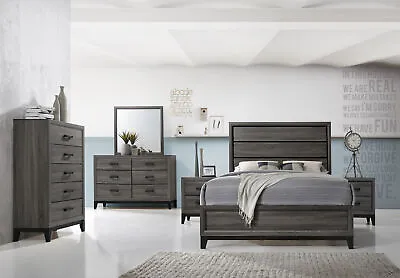 Kings Brand Furniture - Ambroise 6-Piece Queen Size Bedroom Set Grey/Black • $999.99