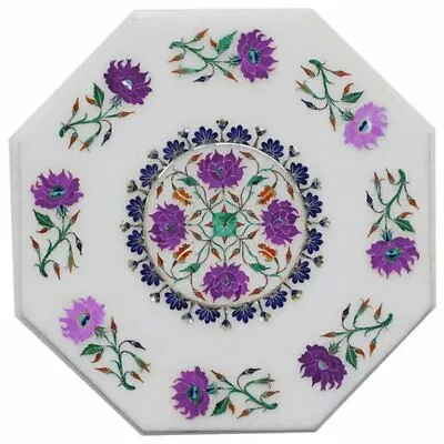 18  White Marble Table Top Octagonal Center Side Corner Inlay Malachite Fh2 • $492