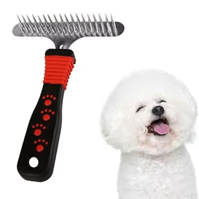 £6.05 • Buy Pet Grooming Comb Double Row Pins Undercoat Rake Long Haired Dog Knotted Comb