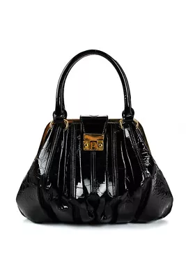 Alexander McQueen Womens Embossed Patent Leather Evie Tote Handbag Black • $299.99