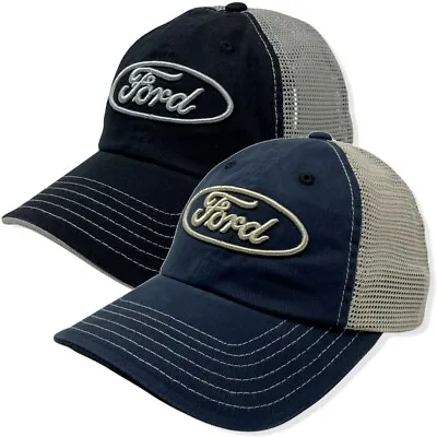 Ford Men's Official Licensed Embroidered Logo Vintage Wash Mesh Trucker Hat Cap • $19.99