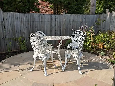 £50 • Buy Painted Cast Aluminium Metal Garden Table 4 Chairs Bistro Patio Furniture Set