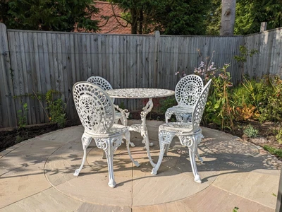 £50 • Buy Painted Cast Aluminium Metal Garden Table 4 Chairs Bistro Patio Furniture Set