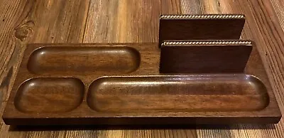 Vintage 1960s Wood Dresser Desk Valet Tray Organizer Wood Retro Industrial • $25