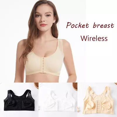 Front Button Pocket Breast Non-underwire Underwear Postoperative Bra Mastectomy • $13.21