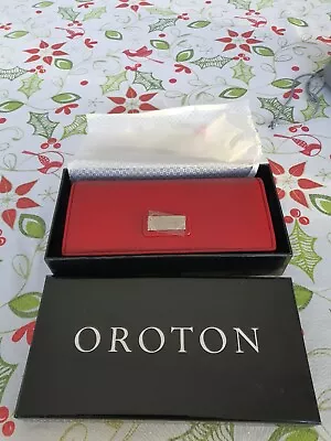 $95 • Buy Oroton Kiera Slim Clutch Wallet In Red Pebbled Leather - Brand New In Box!