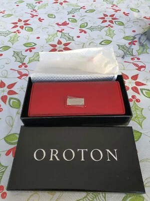 $95 • Buy Oroton Kiera Slim Clutch Wallet In Red Pebbled Leather - Brand New In Box!