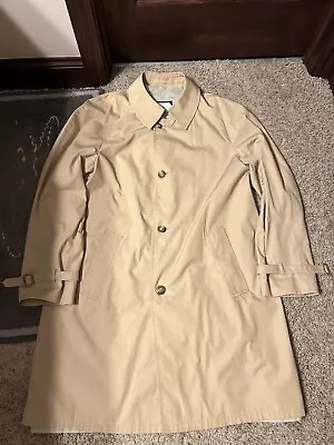 Vintage Rainfair Coats Jacket Beige Men's Button Up 44 Long Lined Trench • $29.99