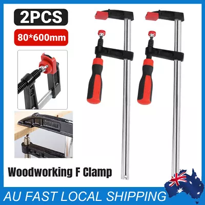 2PCS Woodworking F Clamps Bar Clips Quick Slide Tool 80*600mm Heavy Duty Steel • $23.74