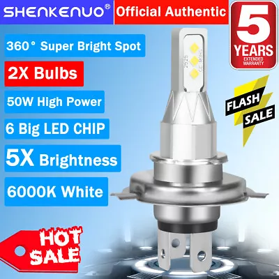 For Yamaha V Star 650 XVS650 1998-2016 2X 9003 H4 LED Headlight Bulb 6000K White • $15.83