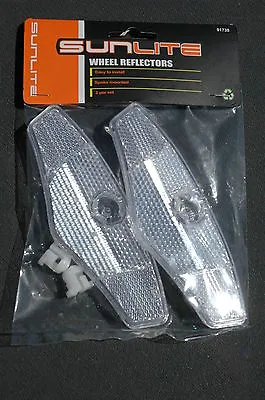 SUNLITE 5  Wheel Reflector Set - White Short Bike Bicycle Spokes Tires NEW! • $6.99