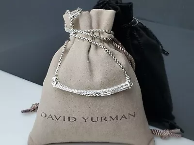 David Yurman Crossover Bar Necklace With Diamonds Chain 16-17” Adjustable • $295