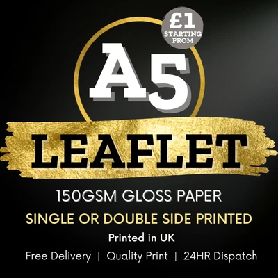 £64.20 • Buy Flyer Leaflet Print 150gsm Gloss Single & Double Sided A5 Cards Start Price 0.99