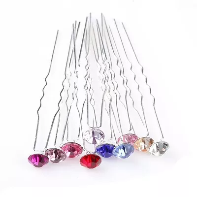 £2.99 • Buy High Quality Elegant Stud Crystal Diamante Wedding Bridal Prom Hair Pins ''Lot'