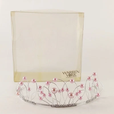 Warren York Tiara Small Childs Silver With Pink / Lilac Pearls. NEW In Box  • £19.99