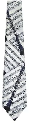 Men's Music Instruments Clarinet Neckties Ties White Black - NWT • $14.95
