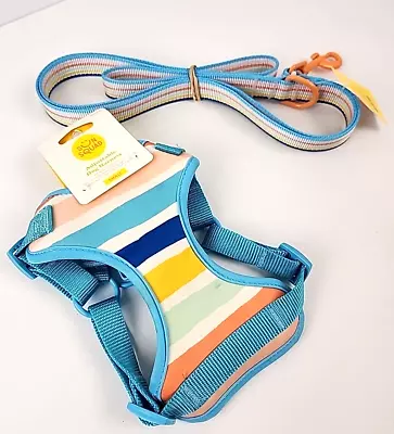 Sun Squad Summer Striped Dog Harness Size Small & Matching 5' Leash • $12.99