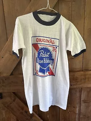 Vintage 70's Pabst Blue Ribbon PBR Beer T Shirt Men's Med.  RingerREAD DESC. 2V • $26.75