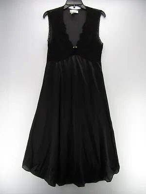 $19.99 • Buy VINTAGE Val Mode Nightgown Women Medium Black Sexy Lingerie Lace Peignoir USA