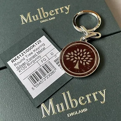 MULBERRY Burgundy Round Tree Keyring • £44.99