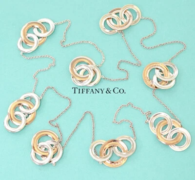 £421.21 • Buy Tiffany & Co. 1837 Interlocking Circle Long Necklace 34  SV925 Auth W/Box N10758