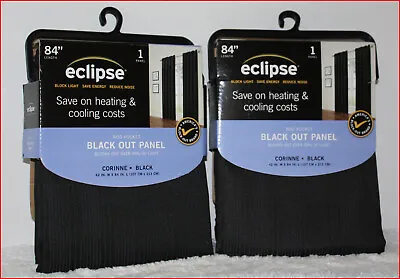 2 PANELS - Eclipse CORINNE Blackout Drapes Curtains - 84  Long - BLACK 🌟NEW🌟 • $41.95