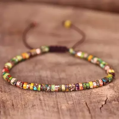 Natural Gemstone Small Beads Handmade Healing Balance Dainty Women Men Bracelet • $13.80