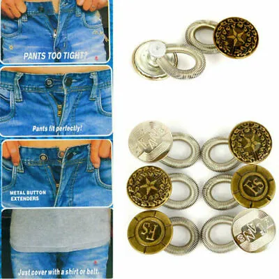 £4.49 • Buy 6x New Jeans Button Extender Unisex Pants Instant Fix Expanders Fit Waist Metal