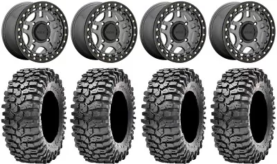 KMC Recon Beadlock 14  Wheels Gm 30  Roxxzilla 396 Tires Kawasaki Mule Pro FXT • $1589