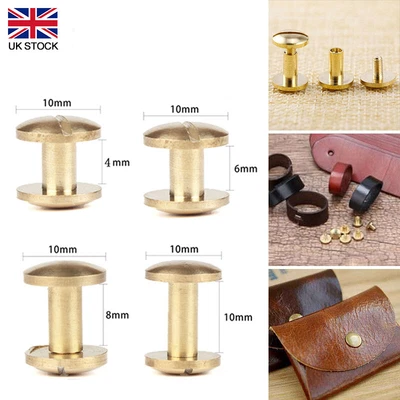£4.72 • Buy 10Pcs/Set Arc Belt Screw Leather Craft Chicago Nail Brass Solid Rivet Stud Head