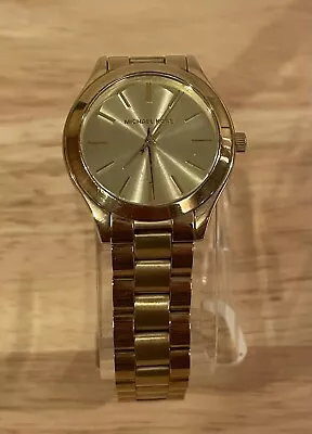 Michael Kors Mini Slim Runway MK3512 34mm Gold-Tone Stainless Steel Case Women • $89.99