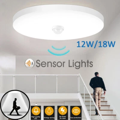 £11.99 • Buy LED Ceiling Light PIR Motion Sensor 12-18W Bathroom Kitchen Hallway Home Lamps