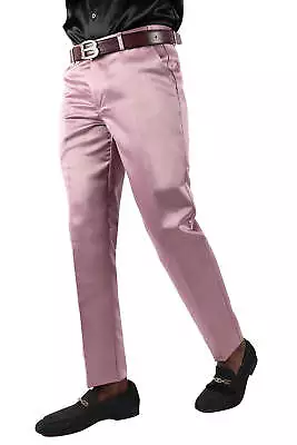 BARABAS Men's Solid Color Plain Shiny Chino Dress Pants 3CP02 • $83