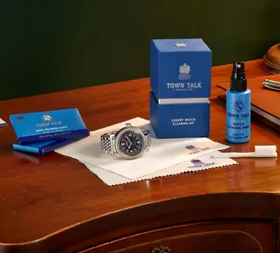Town Talk LUXURY WATCH Polishing Cleaning KIT Spray Cloths And Brush! GREAT GIFT • £25.95