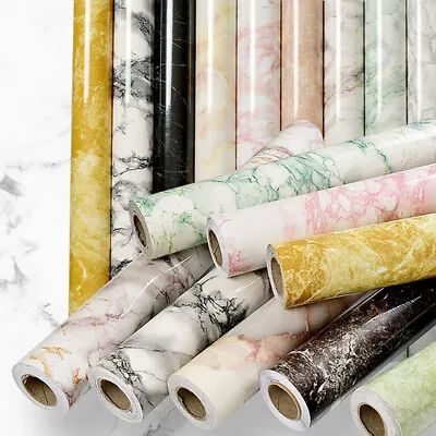 Waterproof Marble Wall-Sticker Decor Roll Wall Paper Self-Adhesive Contact Paper • £6.52