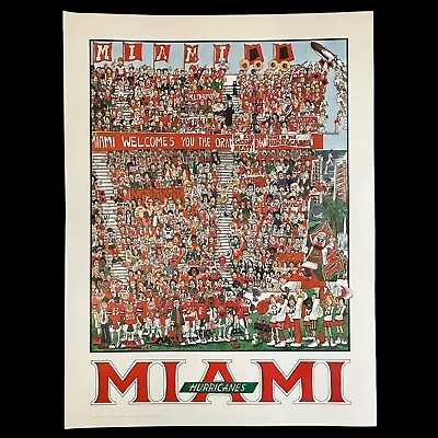Vintage 1989 Miami Hurricanes Football Orange Bowl Poster John Holladay 18 X 24 • $99.99