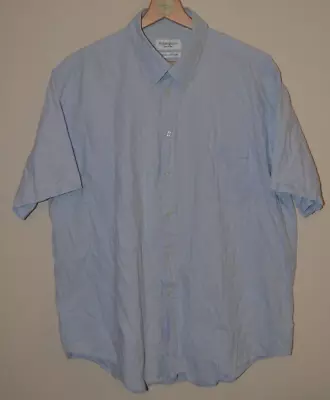 Vintage YSL Yves Saint Laurent Blue S/S Button Up Shirt Check Pattern Mens XL • $28.01