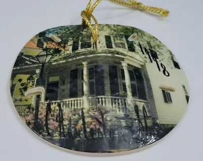 Vintage Christmas Ornament Coastal Sand Dollar Artisan Decoupage House Scene • $19.99