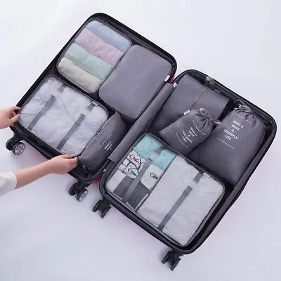 $22.99 • Buy 8Pcs Packing Cubes Luggage Storage Organiser Travel Compression Suitcase Bag AU.