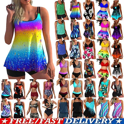 Womens Bikini Tankini Set With Boyshorts Swimsuit Swimwear Swim Dress Plus Size • $33.15