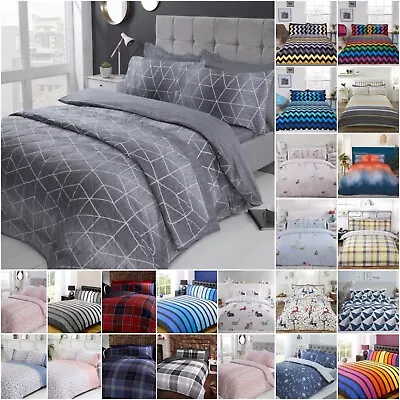 Duvet Cover Set Reversible Quilt Covers Polycotton Bedding Sets With Pillowcases • £24.99