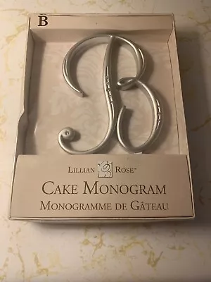 L. Rose Cake Monogram Topper Or Floral Arrangement Silver With Rhinestone  B NEW • $9.99